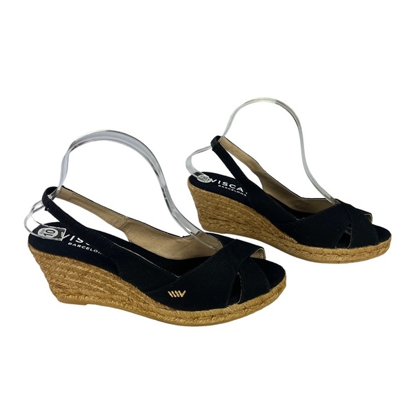 Viscata Calella Canvas Espadrille Platform Wedges‎ Sling Back Size EU41 US10 - Picture 2 of 11